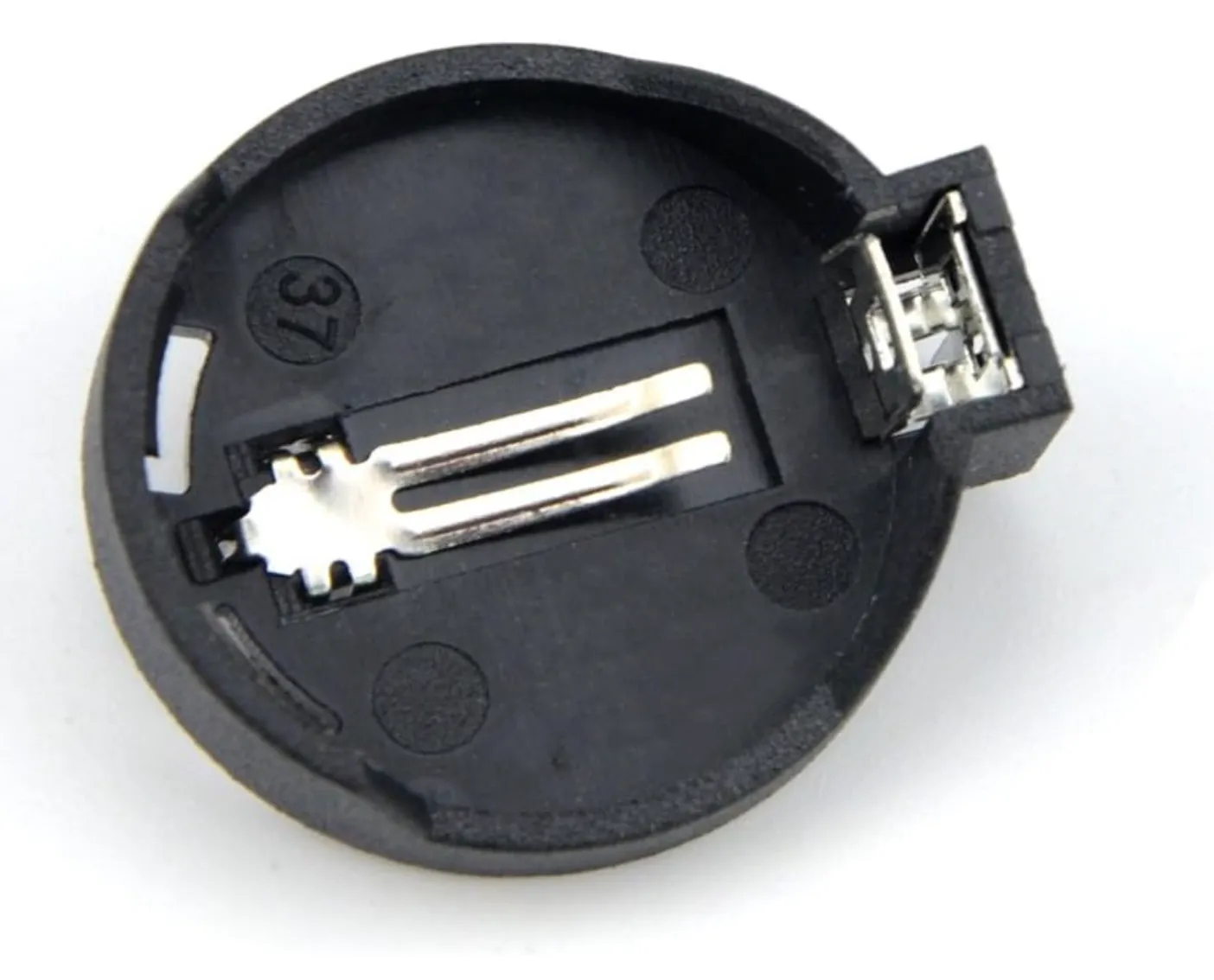 3V Button Battery Holder Case Black Round