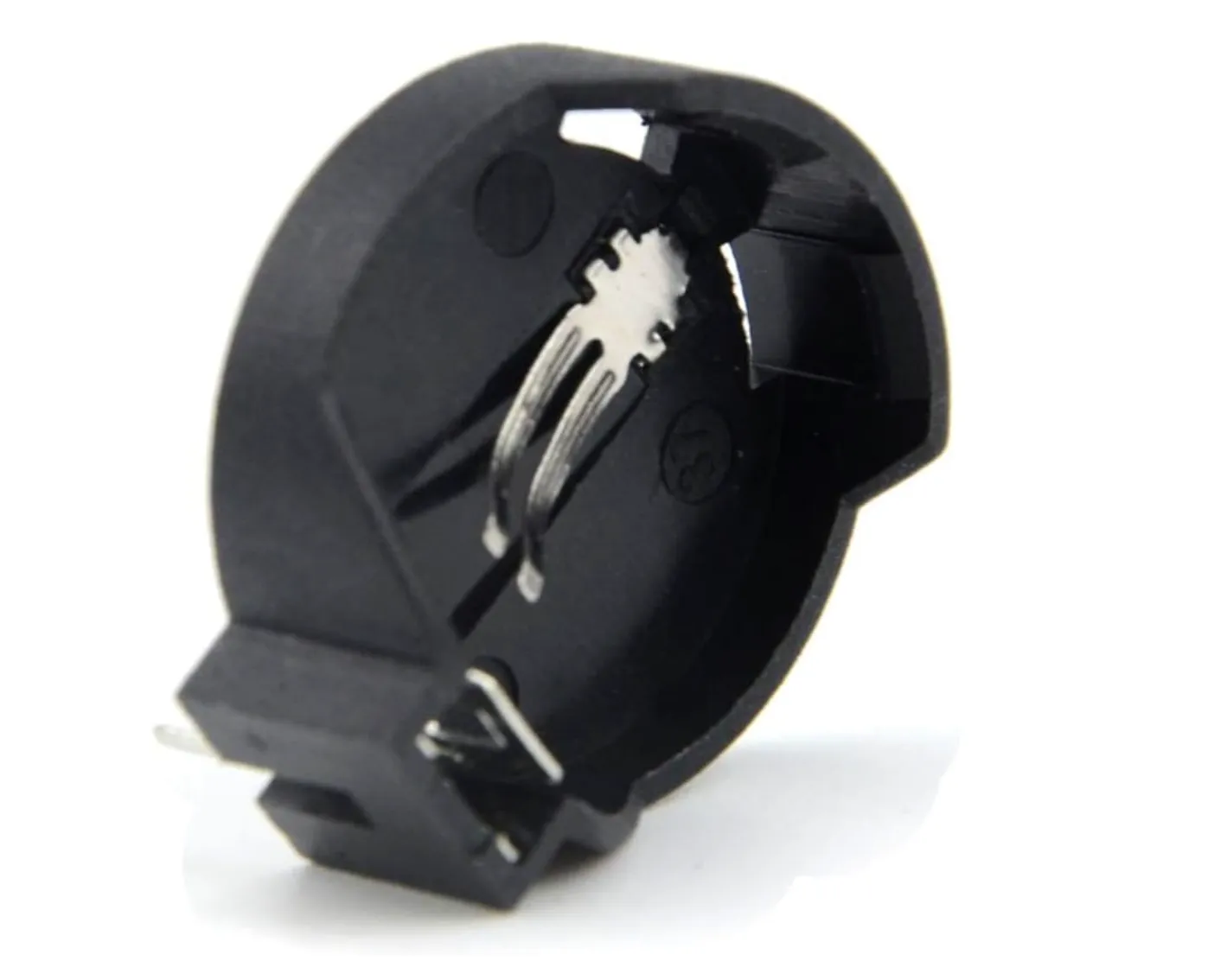 3V Button Battery Holder Case Black Round