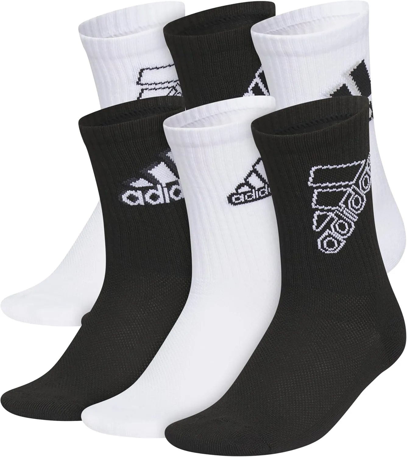 adidas Unisex Youth Athletic Cushioned 6-Pack, Crew Socks Kids for Sports, Durable & Breathable