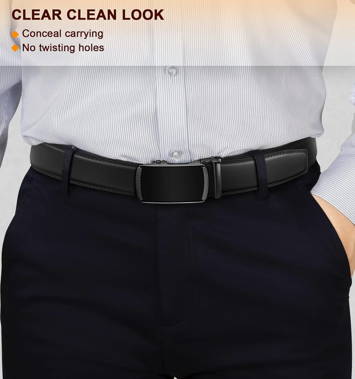 BULLIANT Men Belts 2 Pack,Ratchet Sliding Belt Adjustable For Gift Mens Dress Casual 1 3/8",Cut for Fit