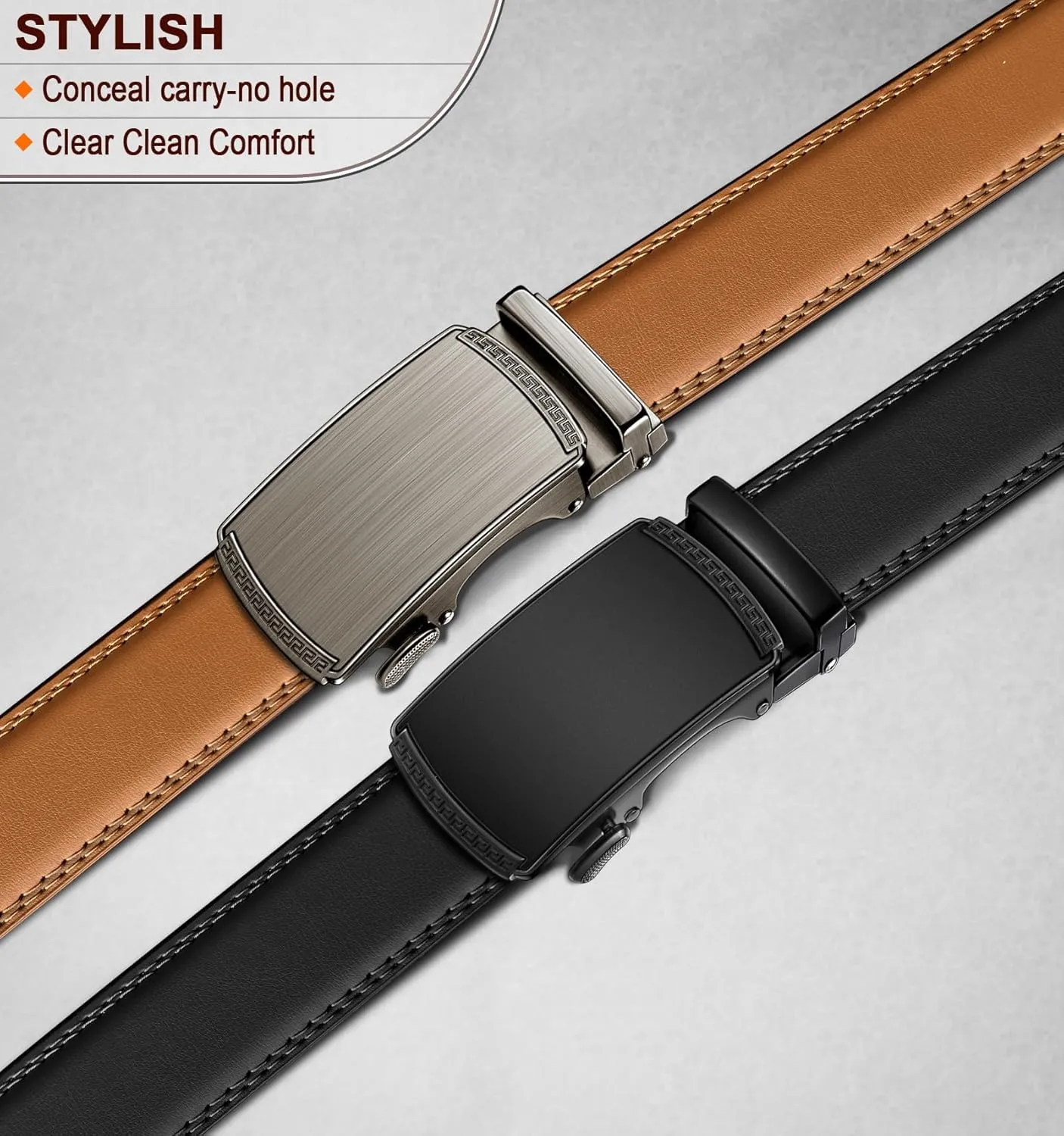 BULLIANT Men Belts 2 Pack,Ratchet Sliding Belt Adjustable For Gift Mens Dress Casual 1 3/8",Cut for Fit