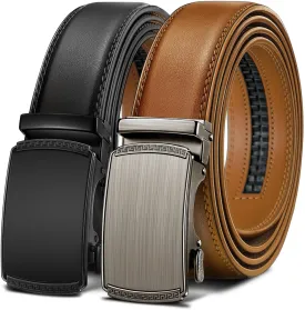 BULLIANT Men Belts 2 Pack,Ratchet Sliding Belt Adjustable For Gift Mens Dress Casual 1 3/8",Cut for Fit