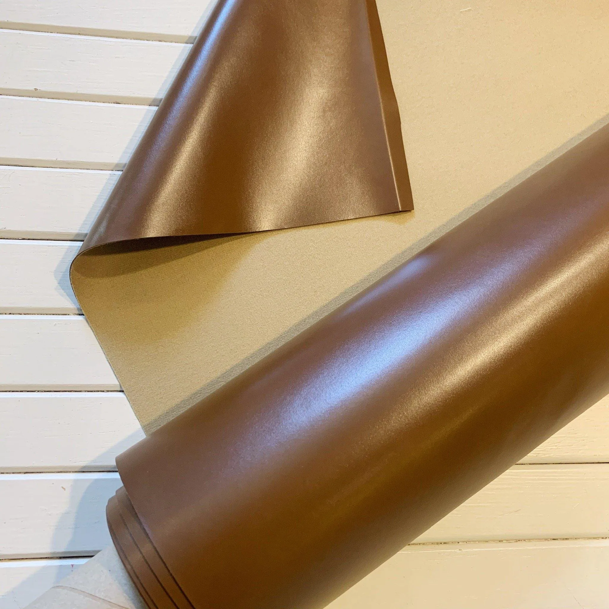 Cognac Solid Vegan Glazed Leather - Remnant