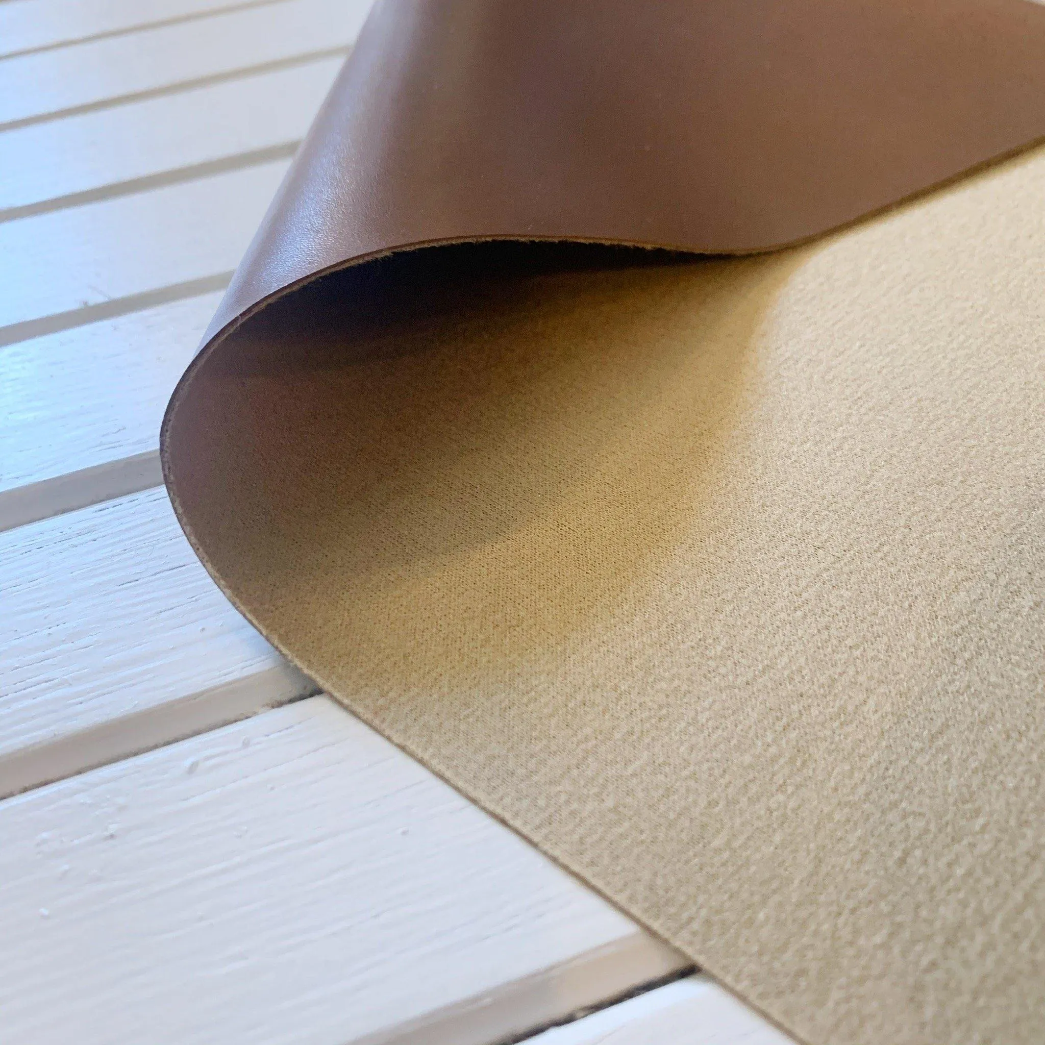 Cognac Solid Vegan Glazed Leather - Remnant