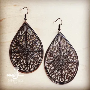 Copper Filigree Teardrop Earrings