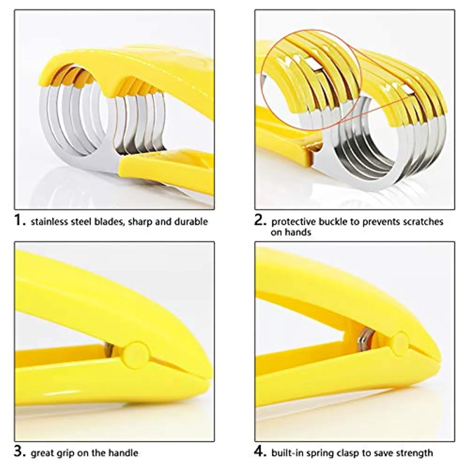 FireKylin Banana Slicer,ABS   Stainless Steel Fruit and Vegetable Salad Peeler Cutter Kitchen Tools For banana, Sausage, Strawberry,Grape（2 pcs）