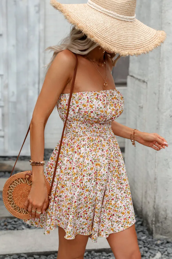 Floral Print Tie Trendy Front Short Sleeve Dress