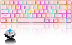 LexonElec 60% Mechanical Gaming Keyboard and Mouse Combo with Mouse Bungee Mouse Pad,Mini 68 Keys Wired Type C 18 Backlit Effects,Lightweight RGB 6400DPI Honeycomb Mice(Pink/Blue Switch)