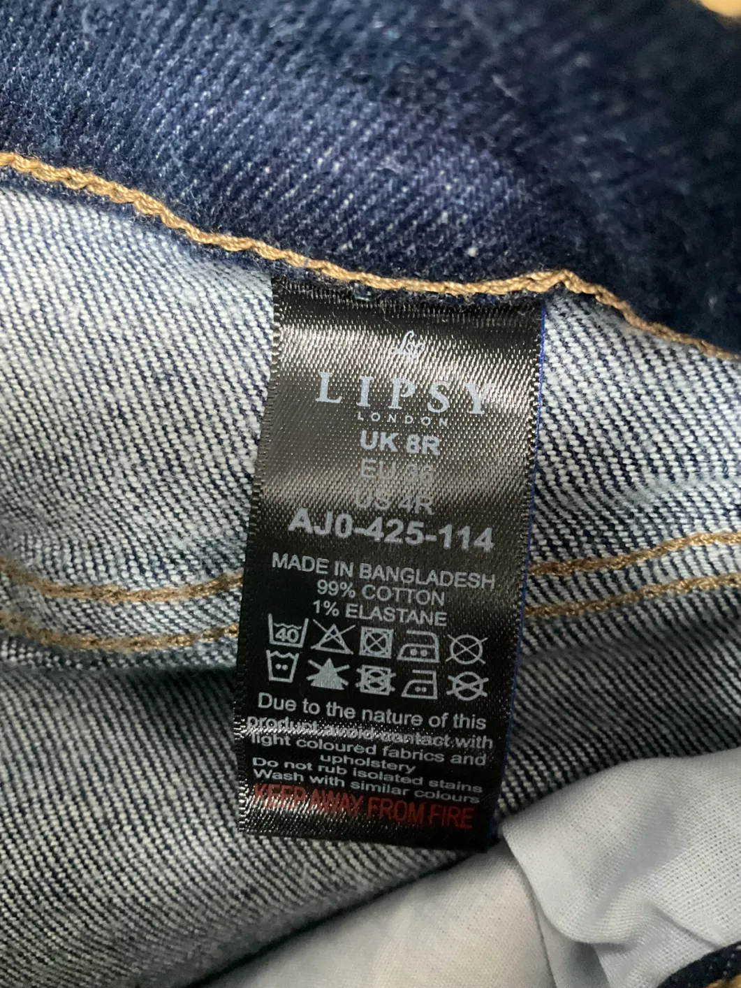 lipsy london Blue Straight Leg Jeans - Regular Length UK 8