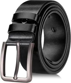 maikun Mens Casual Dress Belt, Mens Leather Black Belt, Casual Wear Jeans Pants