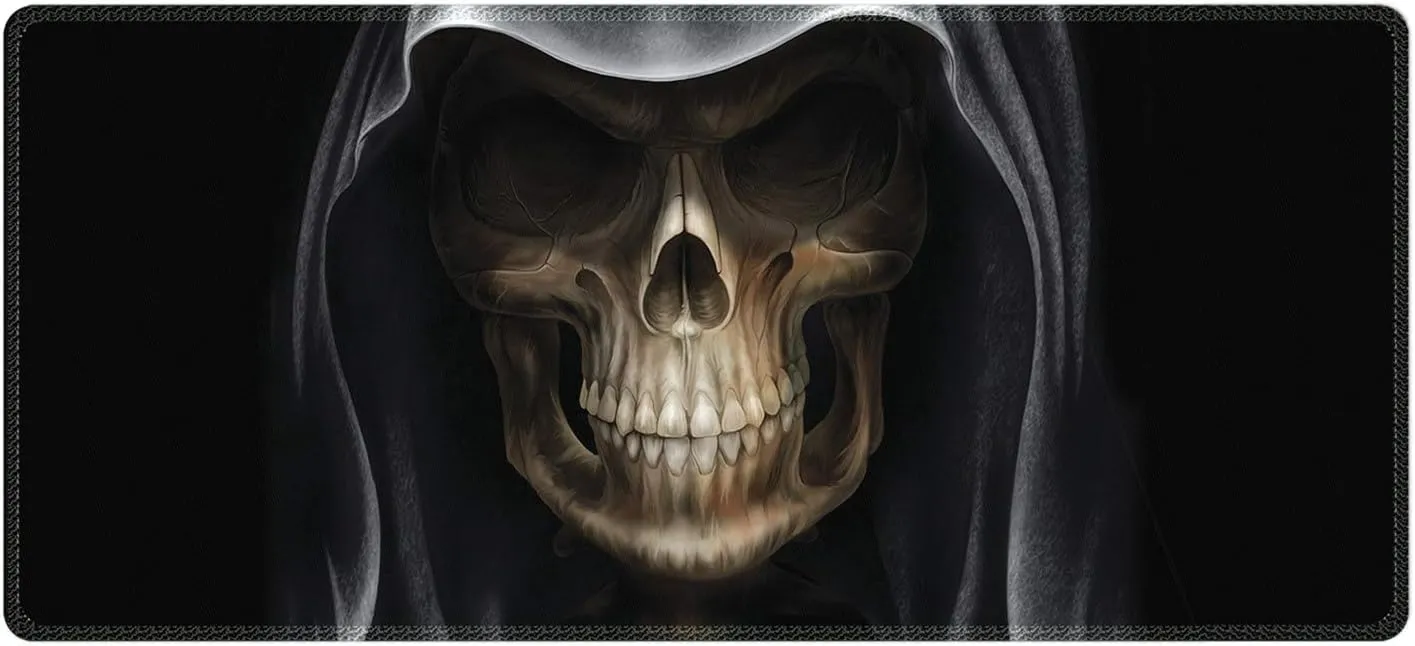 Meffort Inc Extra Large Extended Gaming Desk Mat 34.75 x 15.25 inch XXL XXLG Mouse Pad - Skull Face