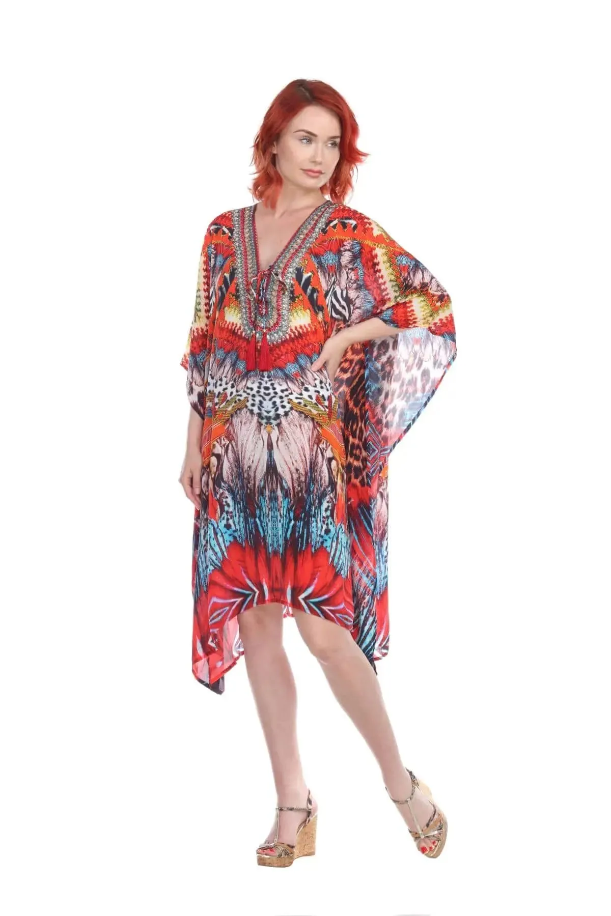 Multi-Color Trendy Vacation Beach Dress