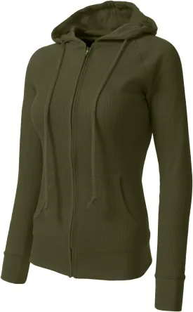 NE PEOPLE Women Basic Casual Comfy Lightweight Thermal Waffle Hoodie