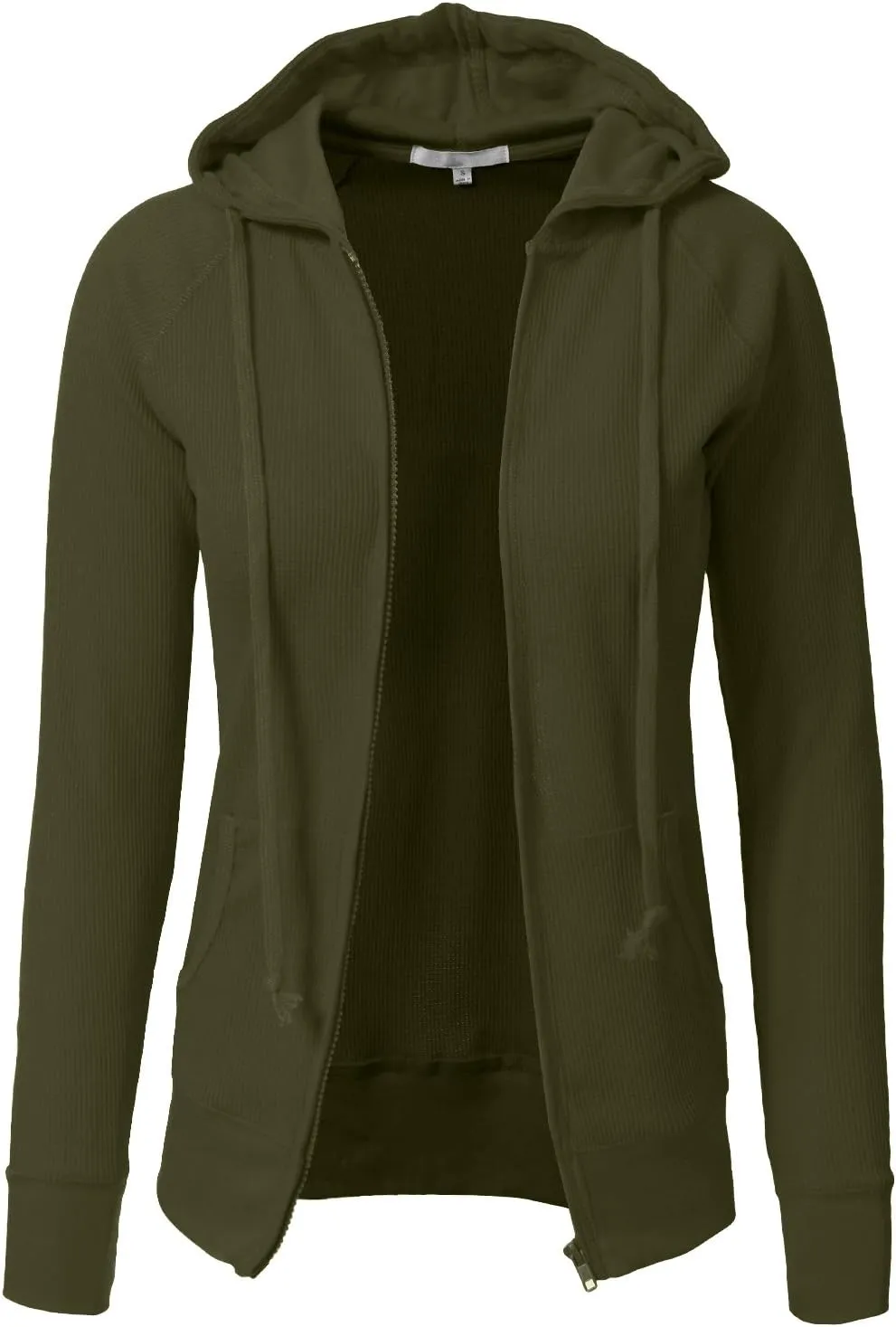 NE PEOPLE Women Basic Casual Comfy Lightweight Thermal Waffle Hoodie