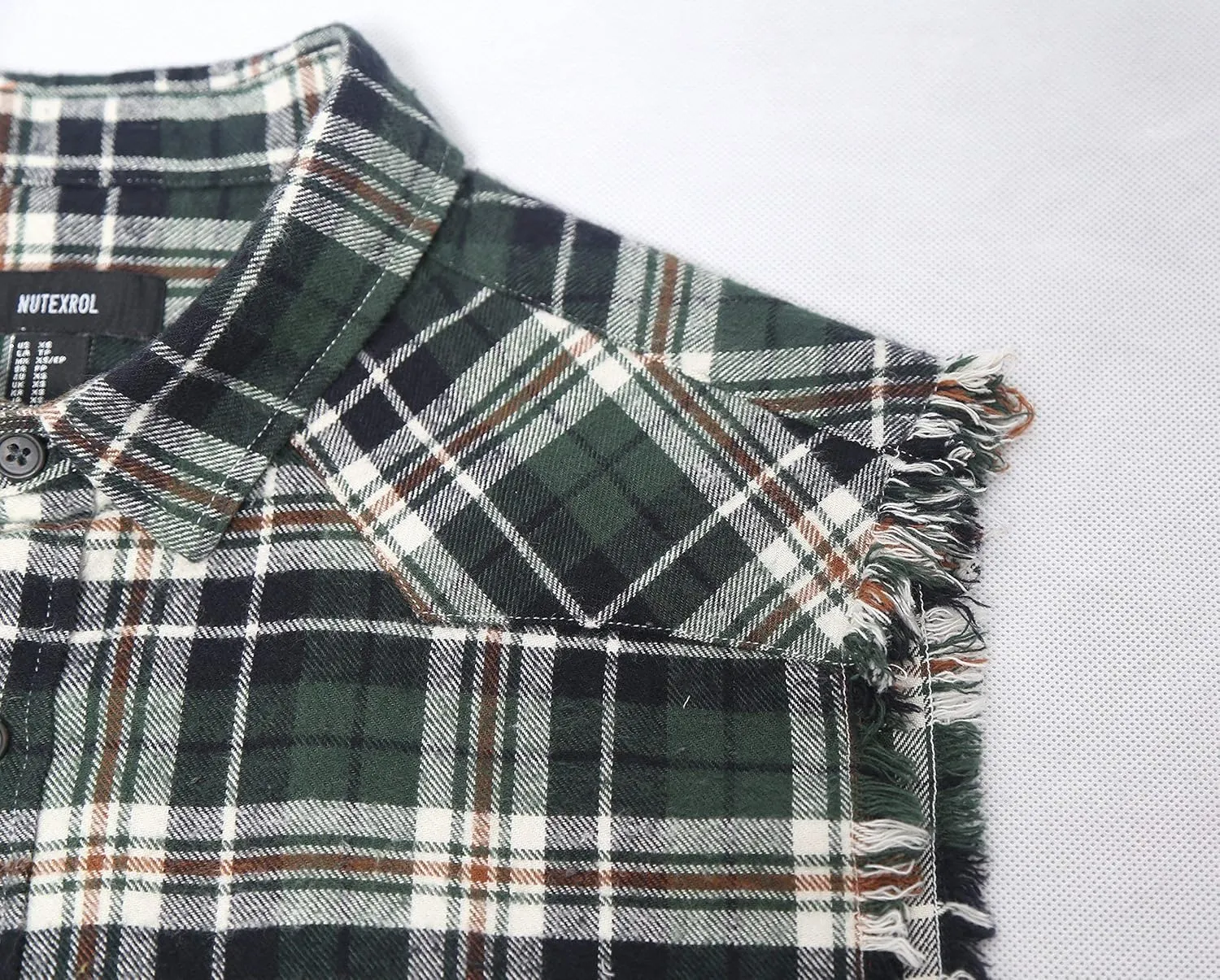 NUTEXROL Men's Casual Flannel Plaid Shirt Sleeveless Plus Size Vest