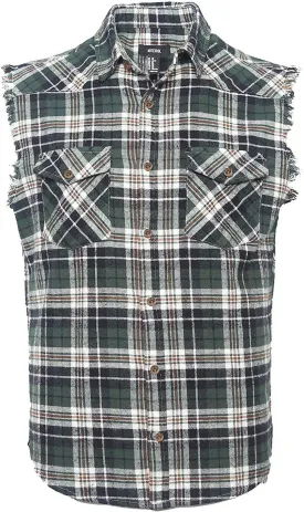 NUTEXROL Men's Casual Flannel Plaid Shirt Sleeveless Plus Size Vest