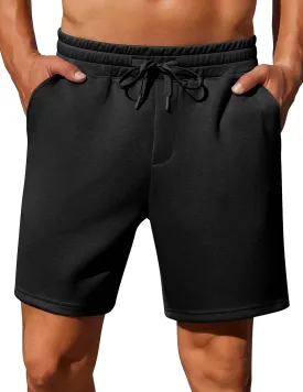 PINSPARK Mens Lounge Sweat Shorts, 7" Casual Elastic Waist Gym Workout Shorts with Drawstring