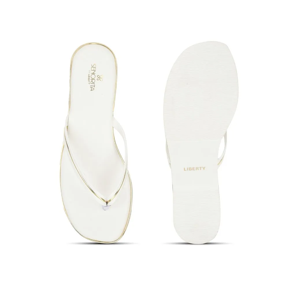 Senorita Casual White Slippers For Women PPU-3 By Liberty