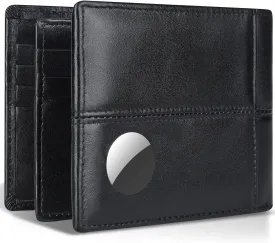 Swallowmall AirTag Wallet Mens RFID Blocking Genuine Bifold Leather Wallets for air tag Men's Wallet with 1 ID Window 15 Card Slots (Airtag Not included)