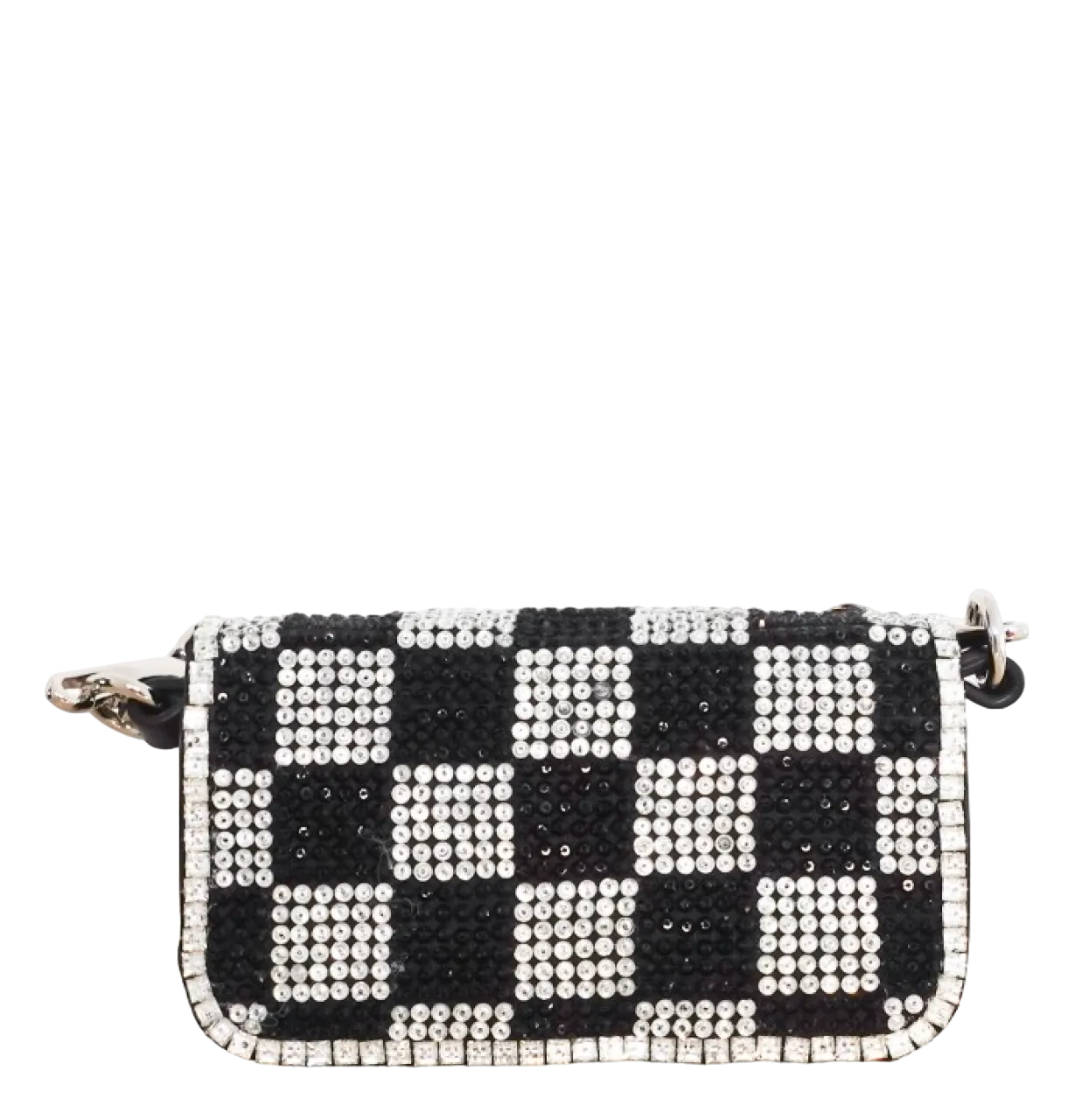 Valentino Garavani Black / Silver Crystal Embellished V-logo Locò Micro Bag