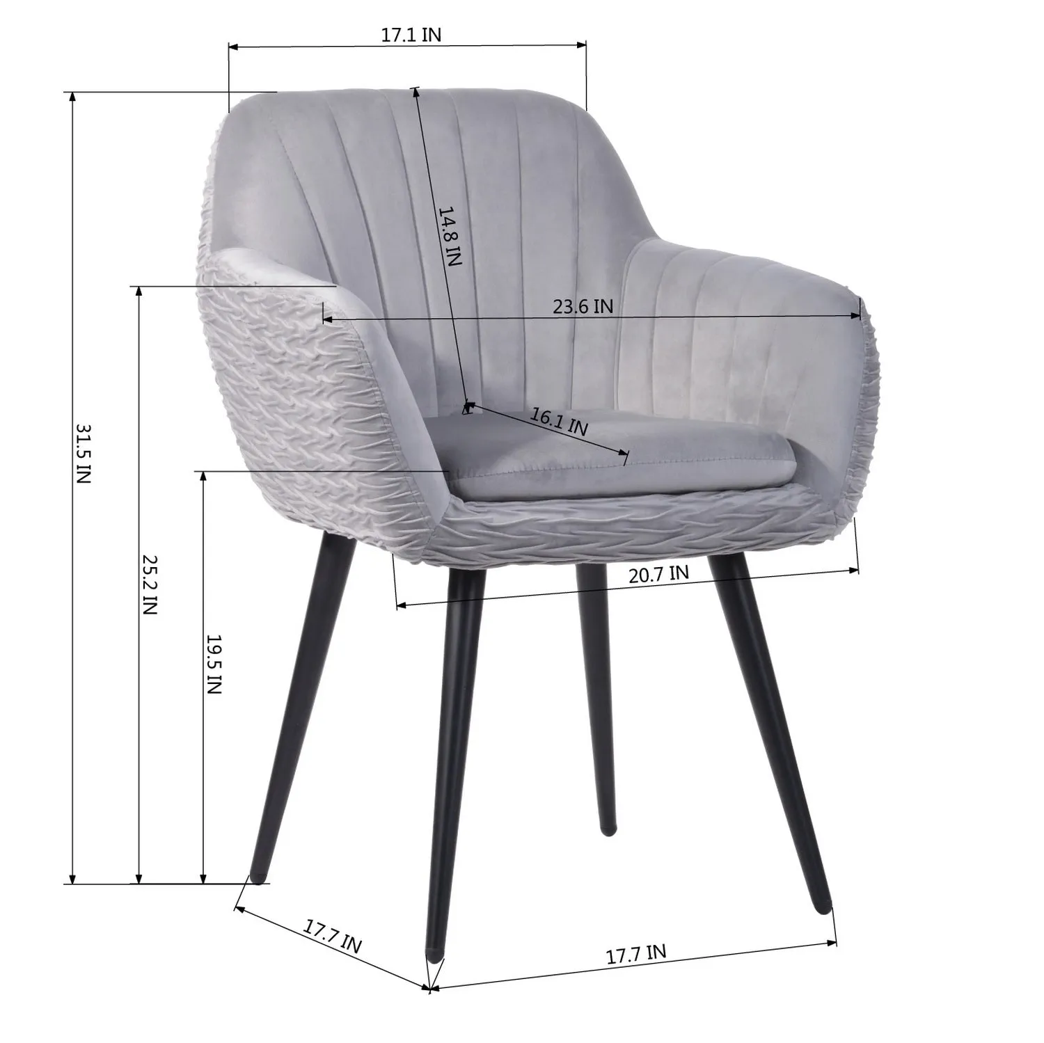 Very comfortable soft velvet dining or office chair with armrests - MBAYE