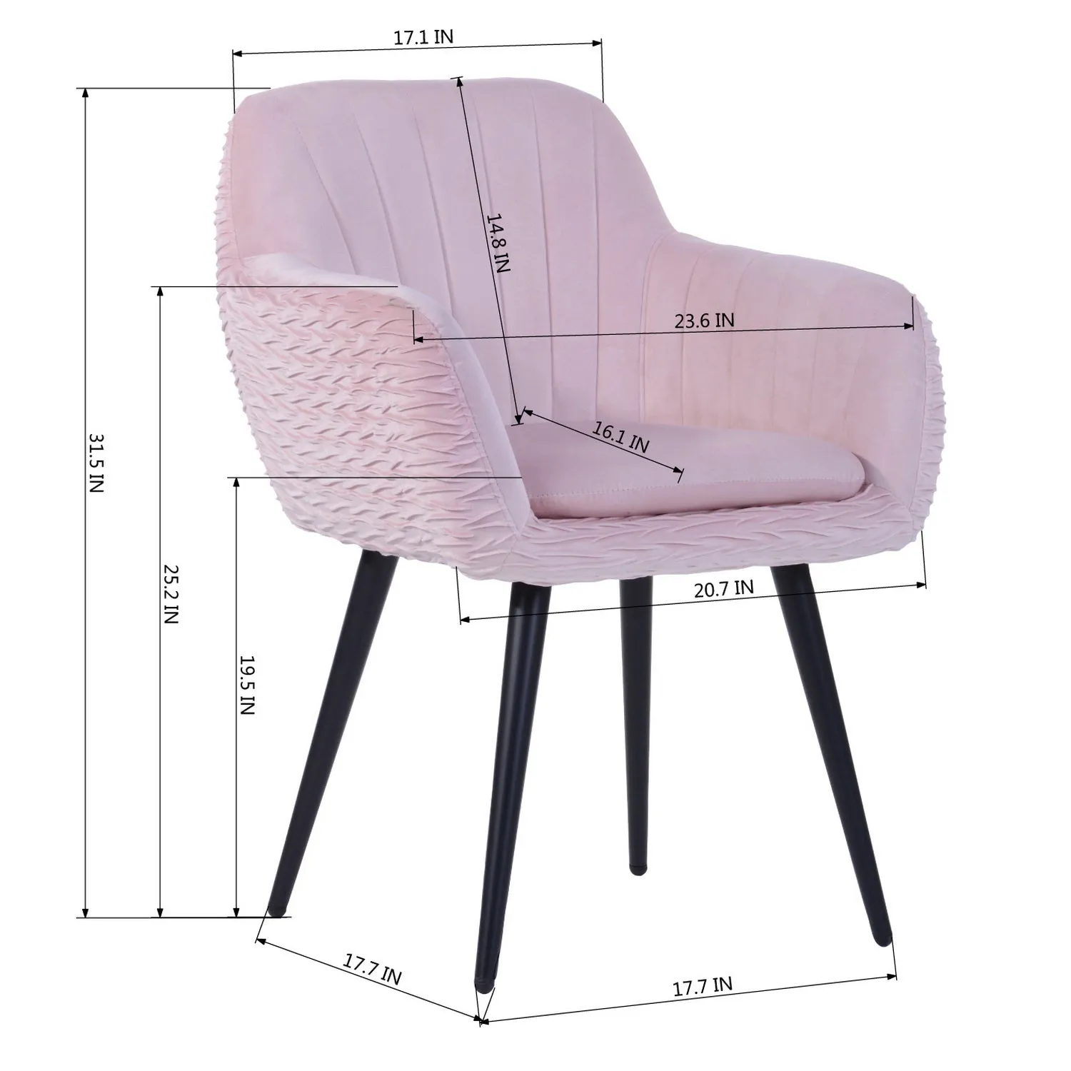 Very comfortable soft velvet dining or office chair with armrests - MBAYE