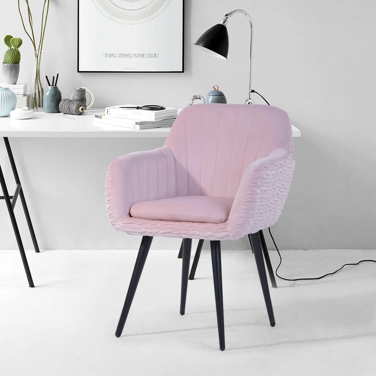 Very comfortable soft velvet dining or office chair with armrests - MBAYE