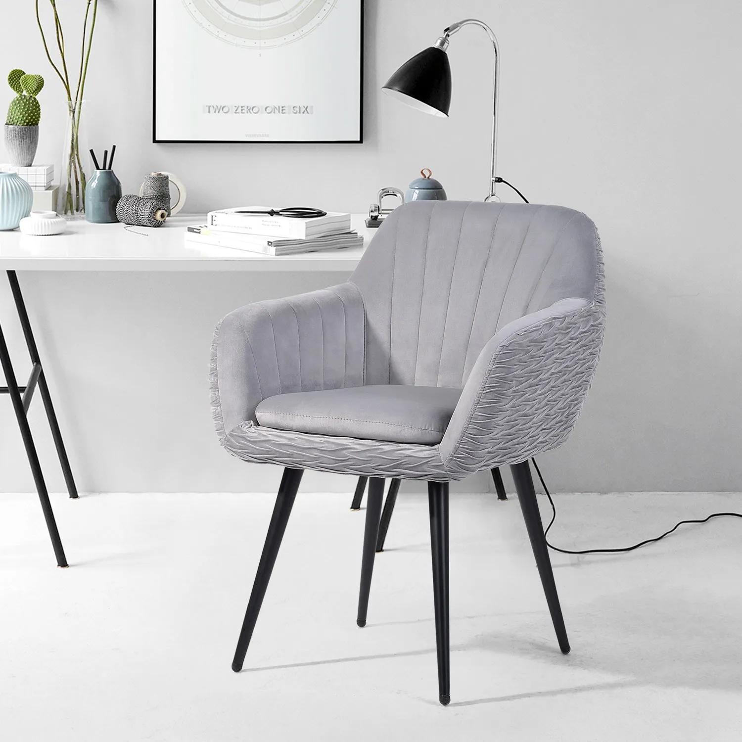 Very comfortable soft velvet dining or office chair with armrests - MBAYE